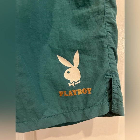 Playboy by PacSun Men’s Swim Trunks Small Unlined Mesh Green Teal - Picture 4 of 6